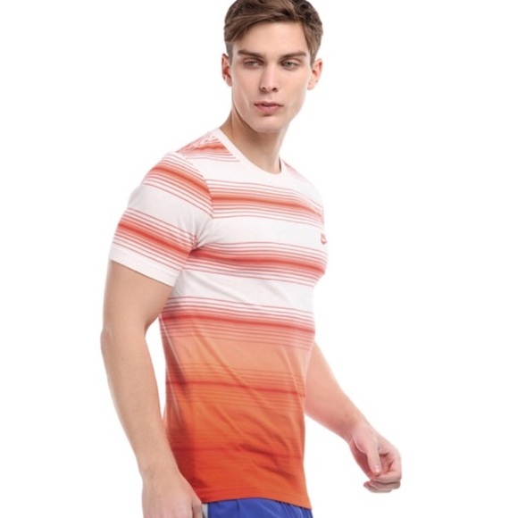 NWOT Men’s Orange and White Striped Nike Tee - Picture 2 of 4
